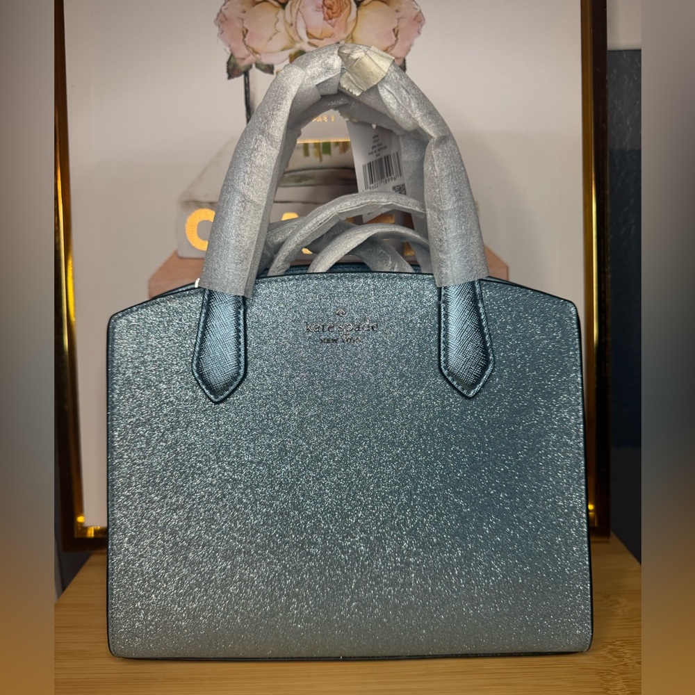 Kate Spade Glitter Tinsel Tote w Crossbody Strap, blue